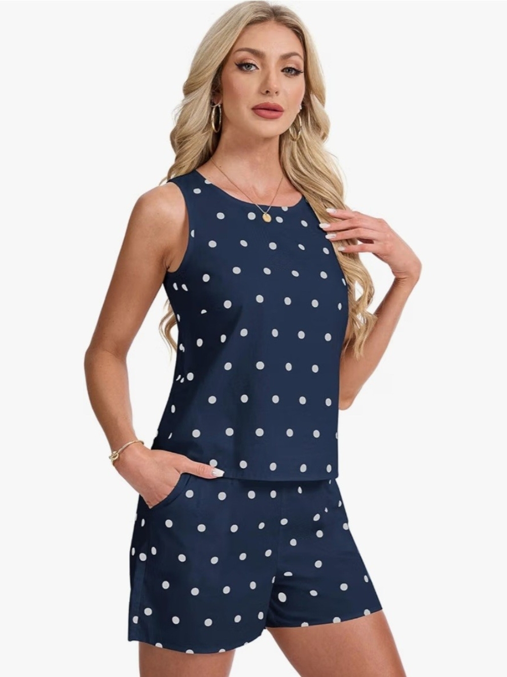 Women's Polka Dot 2 Piece Sets Sleveeless Tube Top Spot High Elastic Waist Short